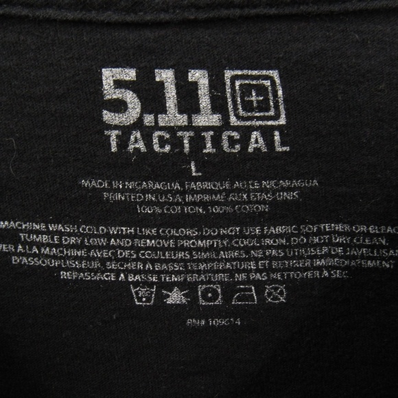 5.11 Tactical Black Back the Blue Crew Neck Short Sleeve Tee L - Picture 4 of 13